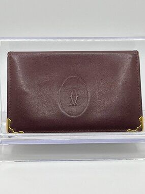 Vintage Cartier Must Line Burgundy Bifold Card Holder